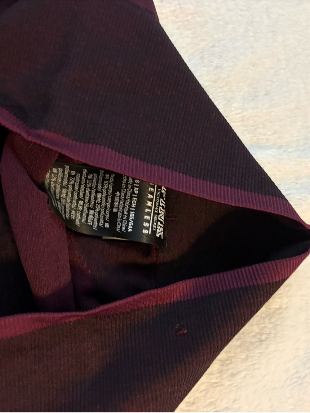 PINK Victoria's Secret Deep Plum Ribbed Leggings never worn washed but not worn.